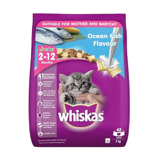 Whiskas Junior Mother Cat & Kitten (2-12 Months) Dry Cat Food, Ocean Fish Flavour