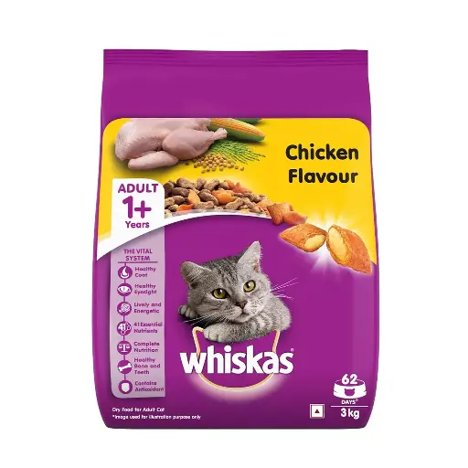 Whiskas Adult (1+ Years) Dry Cat Food, Chicken Flavour, Contains 41 Essential Nutrients, Complete & Balanced Nutrition for Adult Cats
